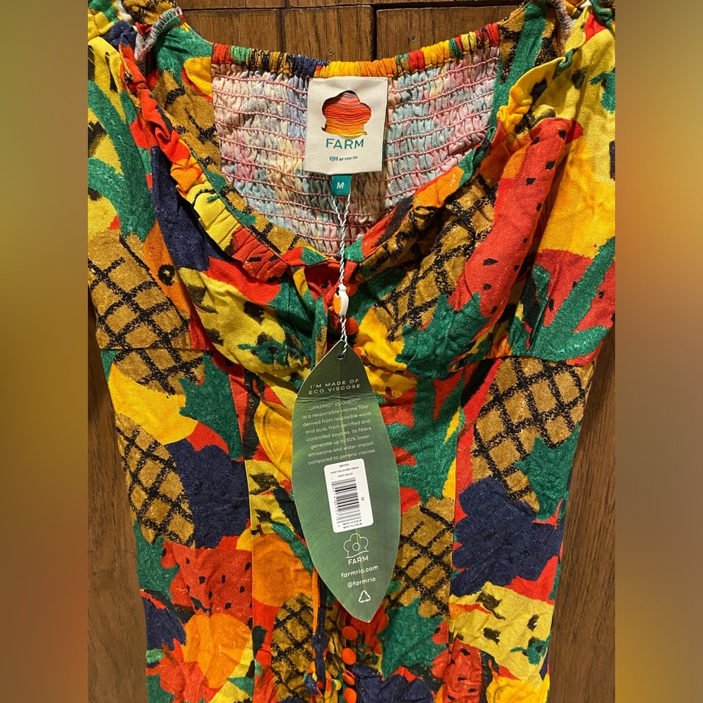 Farm Rio Fruit Salad Square Neck Midi Dress (Sz M) - Picture 4 of 6
